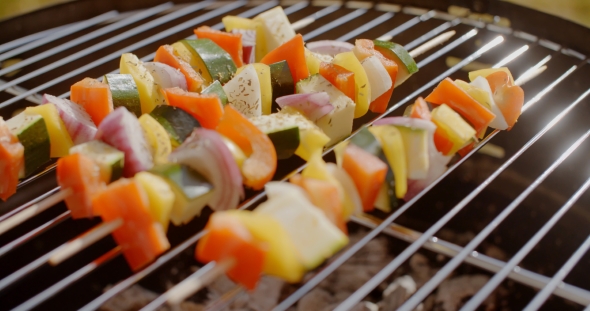 Healthy Colorful Kebabs With Fresh Vegetables