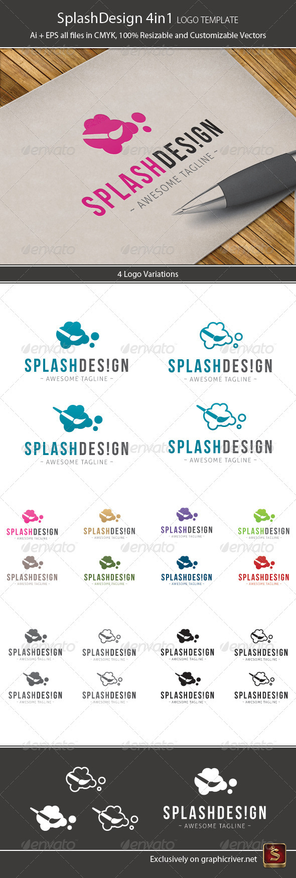 Splash Design 4in1 Logo Template