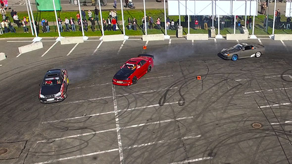 Aerial View of Stunning Drifting Cars
