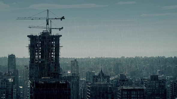 City In Dramatic Rainy Weather