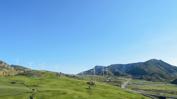Landscape with Wind Turbines Energy Renewable