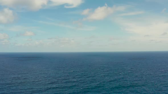 Seascape, Blue Sea, Sky with Clouds, Aerial View