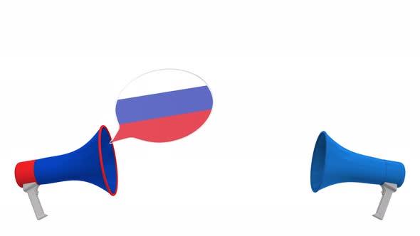 Speech Bubbles with Flags of Greece and Russia