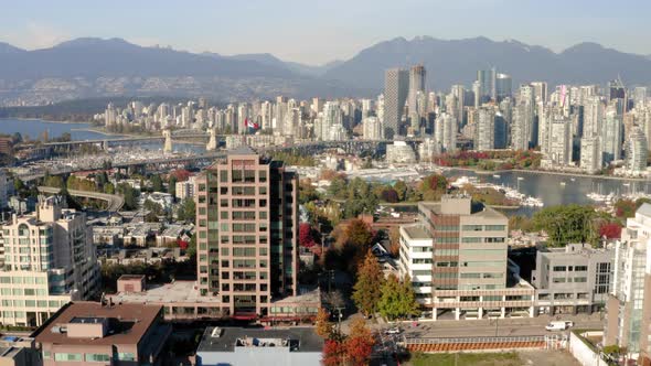 Aerial view of the cosmopolitan city of Vancouver, British Columbia, Canada