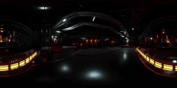 VR360 Futuristic Dark Data Center with Metal and Lights alt