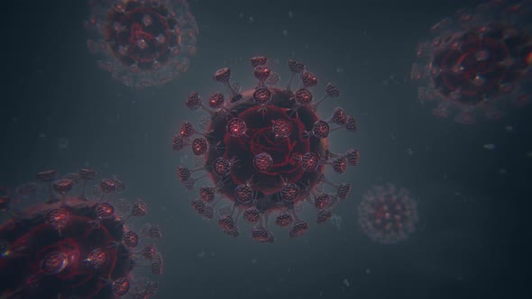 Coronavirus COVID-19. 2019-nCov 3d animation red cells.