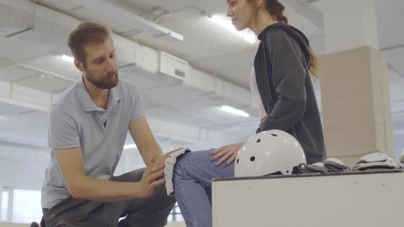 Young Woman on Roller-skating Training