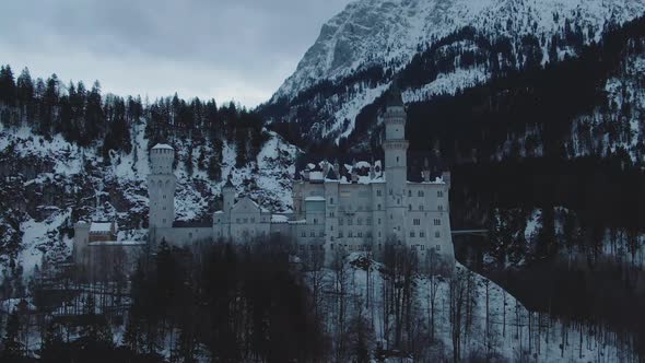 Neuschwanstein Castle in Winter Day. Bavarian Alps