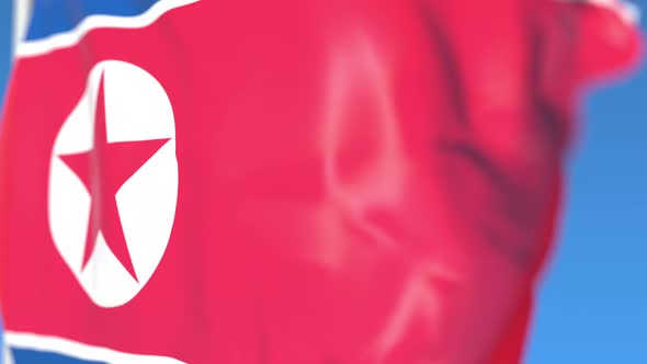 Waving National Flag of North Korea