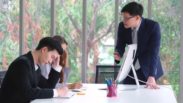 Angry Business Person Dispute Work Problem in Group Meeting