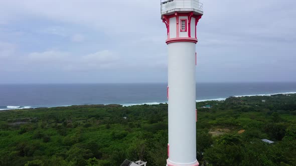 White Tower Lighthouse on a Large Island, Top View