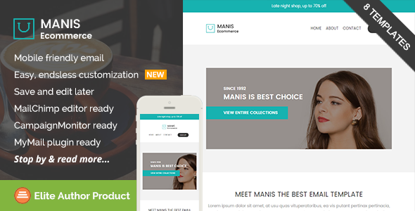 Manis, Ecommerce Email Template + Builder Access