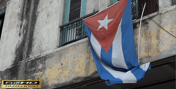 Cuba Flag On Old Building | Full HD