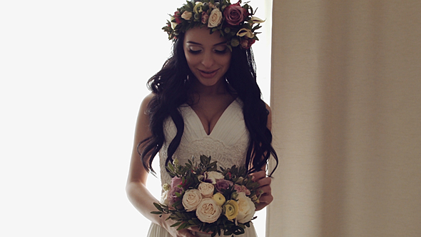 Young Bride Holding a Wedding Bouquet