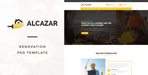 Alcazar – Renovation & Building PSD Template – 1 Sold!