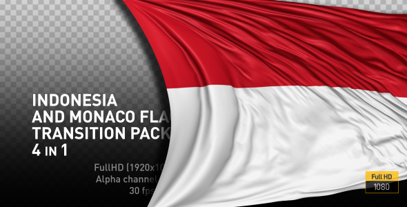 Indonesia And Monaco Flag Transitions