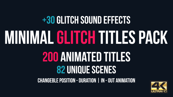 Minimal Glitch Titles Pack + 30 Glitch Sound Effects