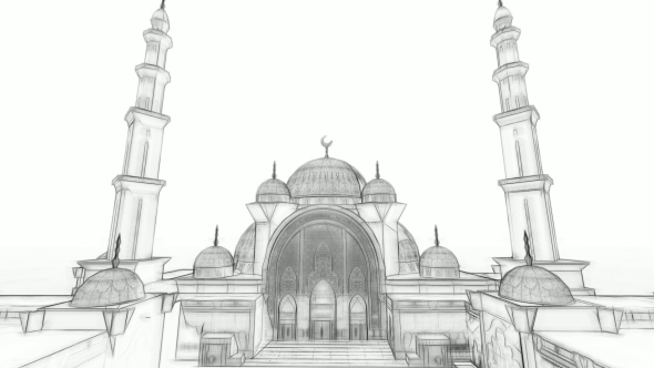 3D Mosque Sketch Animation