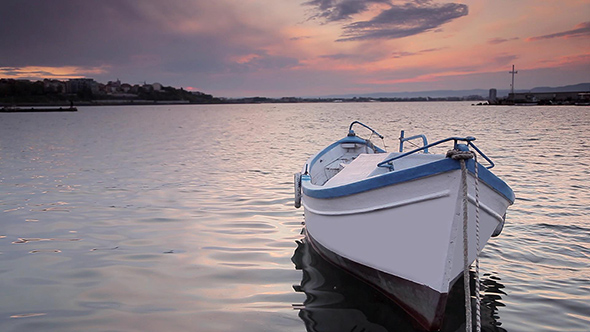 Fishing Boat at Sunset