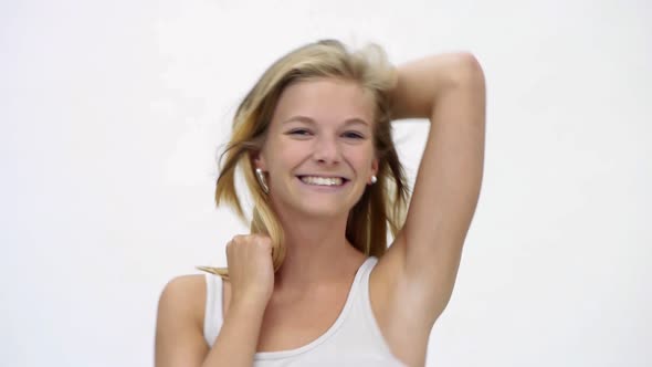 Young Blonde Woman Dancing 