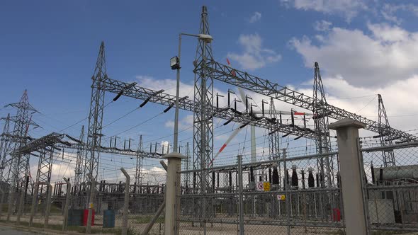 Transferring Electricity From Wind Power Energy To Electrical Substation Of Transforming Station