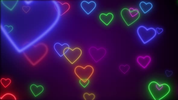  Glowing Neon Heart Shapes Particles Background Saint Valentine’s Day Seamles Loop 4K