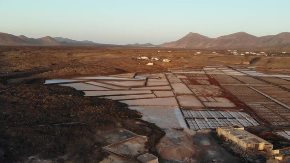 Aerial Industrial Pattern Salt Production Field