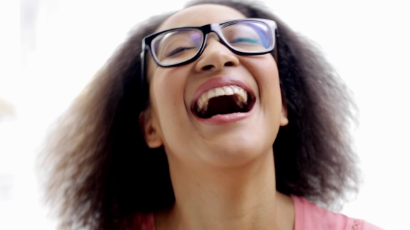 Happy African American Young Woman Face Laughing 40