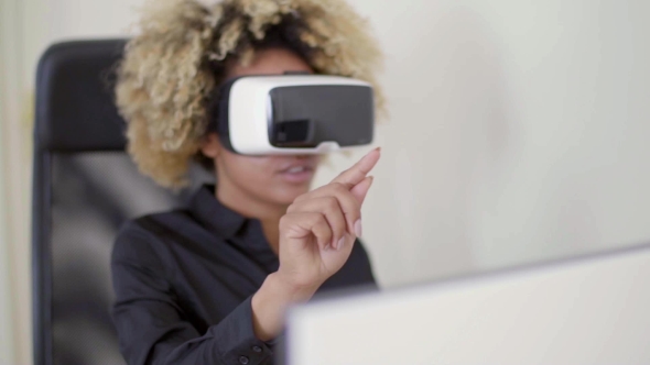 Woman Using 3D Virtual Reality Headset