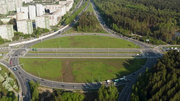 Aerial View of a Car Interchange