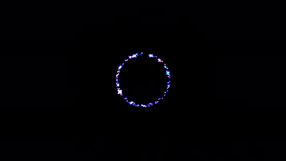 animated circle shape of colorful flashing lights, on black background