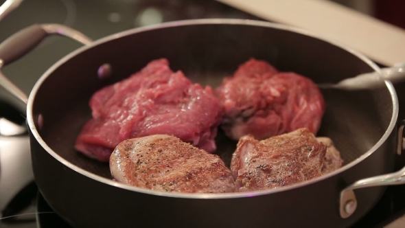 Beef Steak Fried In Pan