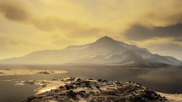 Mountains Covered with Ice in Antarctic Landscape