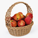 Wicker Basket 04 (Natural Color) with Apples - 3DOcean Item for Sale
