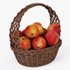 Wicker Basket 04 (Brown Color) with Apples - 3DOcean Item for Sale