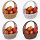 Wicker Basket 04 Set (4 Color) with Apples - 3DOcean Item for Sale