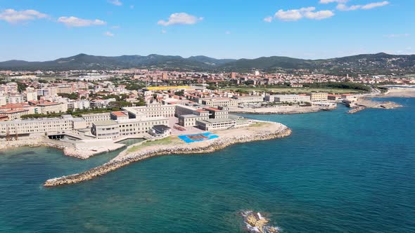 Amazing Aerial View of Livorno Coastline Tuscany