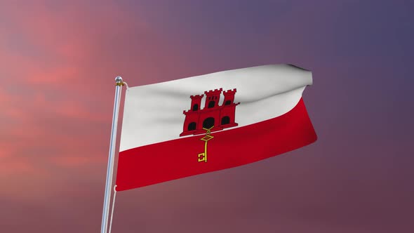 Flag Of Gibraltar Waving 4k