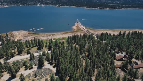 Aerial shot of Big Bear Solar observatory, Big Bear Lake, California, USA