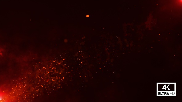 Slowly Flying Fire Particles Embers Video Footage 4K Background