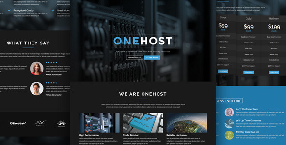 Onehost - responsywny szablon hostingowy dla jednej strony