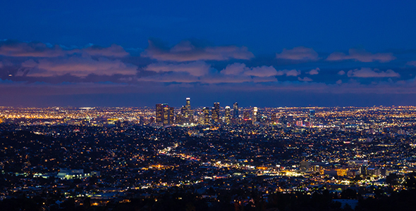 Downtown Los Angeles Pink Sunset