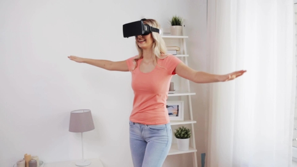 Woman In Virtual Reality Headset Or 3d Glasses 38
