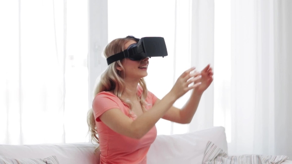 Woman In Virtual Reality Headset Or 3d Glasses 28