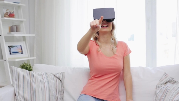 Woman In Virtual Reality Headset Or 3d Glasses 12