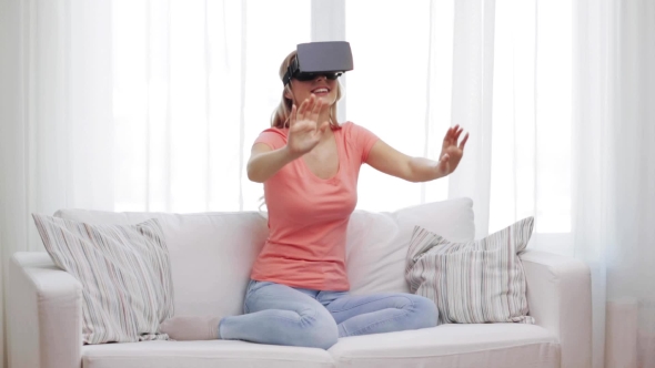 Woman In Virtual Reality Headset Or 3d Glasses 21
