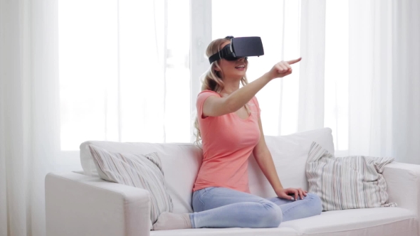 Woman In Virtual Reality Headset Or 3d Glasses 31