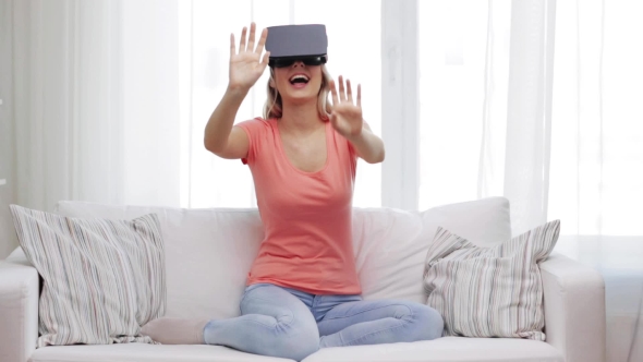 Woman In Virtual Reality Headset Or 3d Glasses 20
