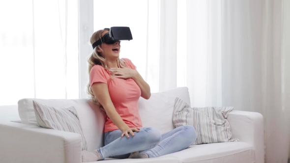 Woman In Virtual Reality Headset Or 3d Glasses 26