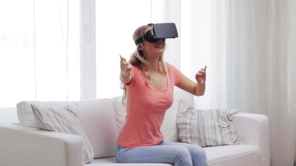 Woman In Virtual Reality Headset Or 3d Glasses 24